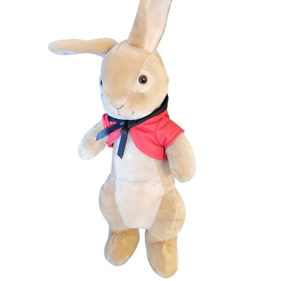Peter Rabbit Plush Toy 16" Beige Bunny W/ Red Jacket Black Scarf Polyester Kids - Picture 1 of 4